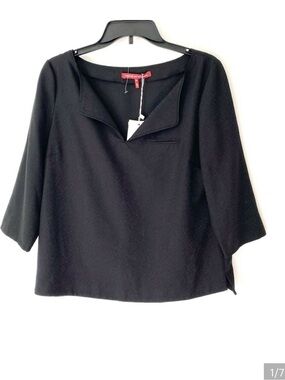Comptoir Des Cotonniers Naline Black Textured Black Blouse NWTs size 38 medium